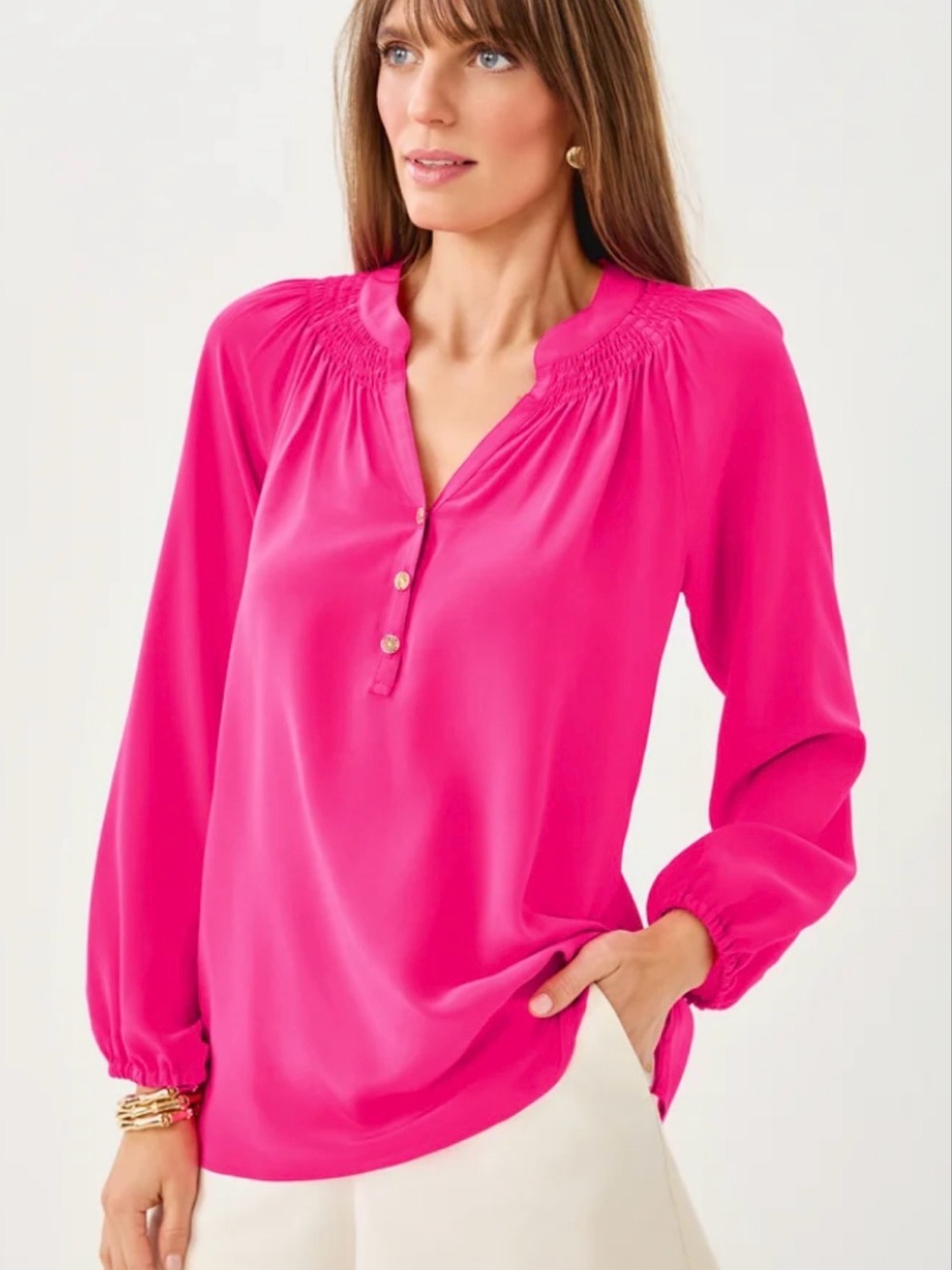 Lilly Pulitzer Elsa Silk Top Passion Fruit Pink SIZE XS